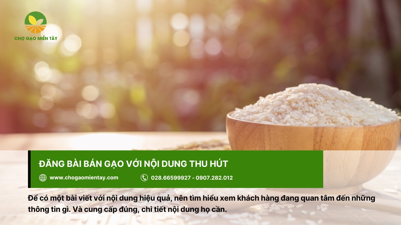 Cách đăng bài bán gạo, tuyệt chiêu kinh doanh gạo 100 đơn/ngày 6 5 noi dung bai viet can thu hut