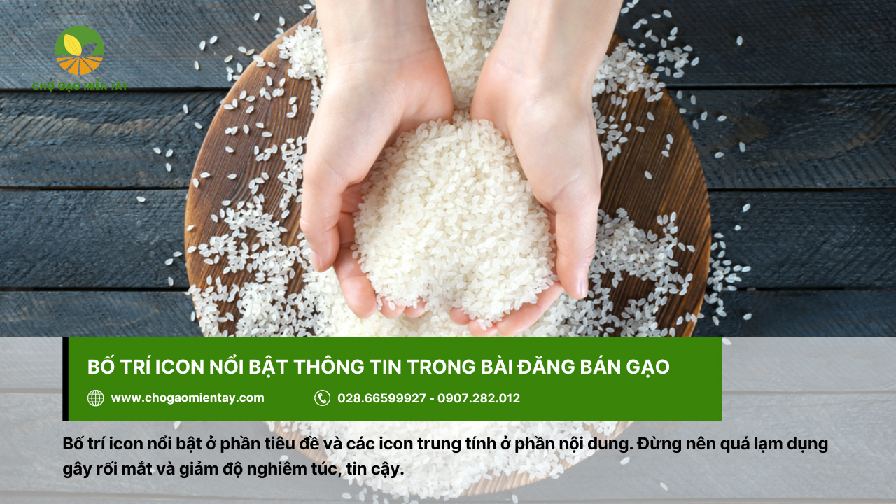Cách đăng bài bán gạo, tuyệt chiêu kinh doanh gạo 100 đơn/ngày 7 Icon giúp khách hàng chú ý đến những nội dung quan trọng