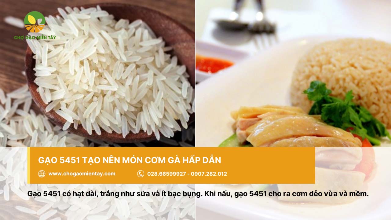 Cung cấp gạo cho quán cơm gà giá sỉ tại TP. HCM 7 Gạo 5451 cho cơm dẻo vừa, mềm nên thích hợp làm cơm gà