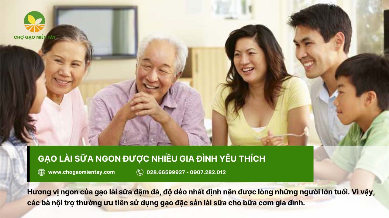 Gạo Lài Sữa 6 Nhiều gia đình sử dụng gạo lài sữa trong bữa ăn hàng ngày