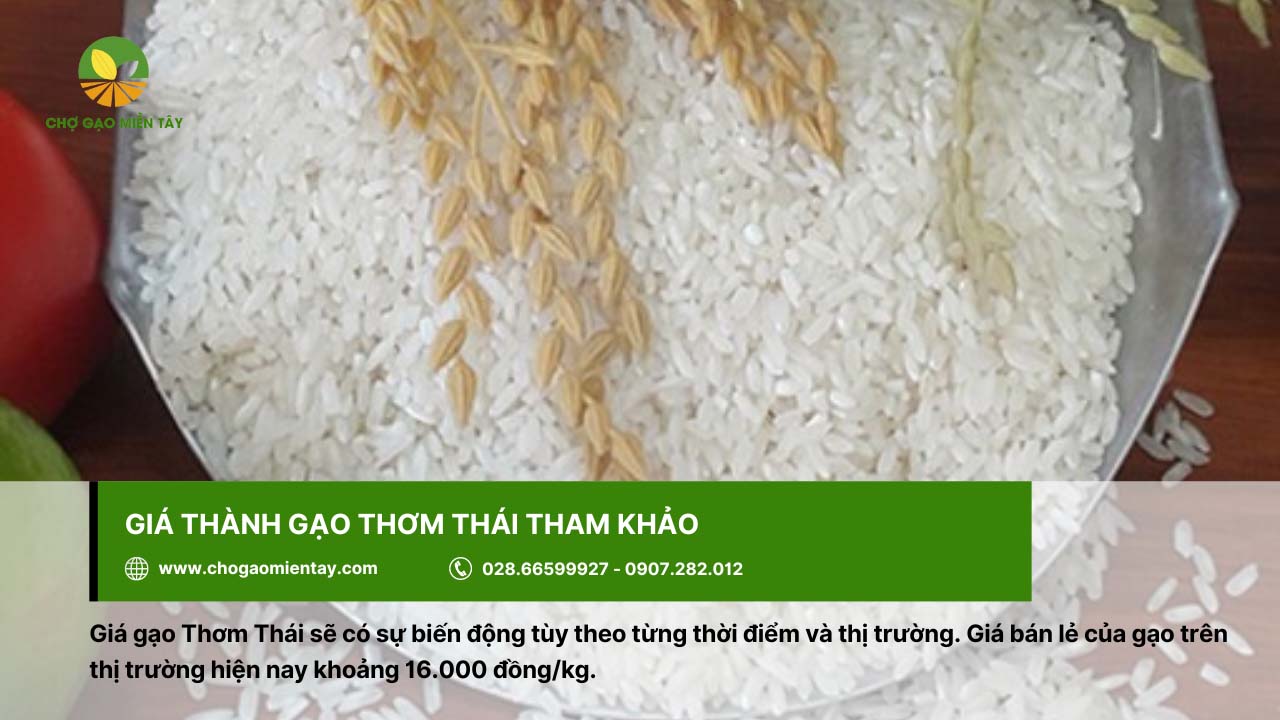 Gạo Thơm Thái 7 Giá gạo Thơm Thái khoảng 16.000 đồng/kg