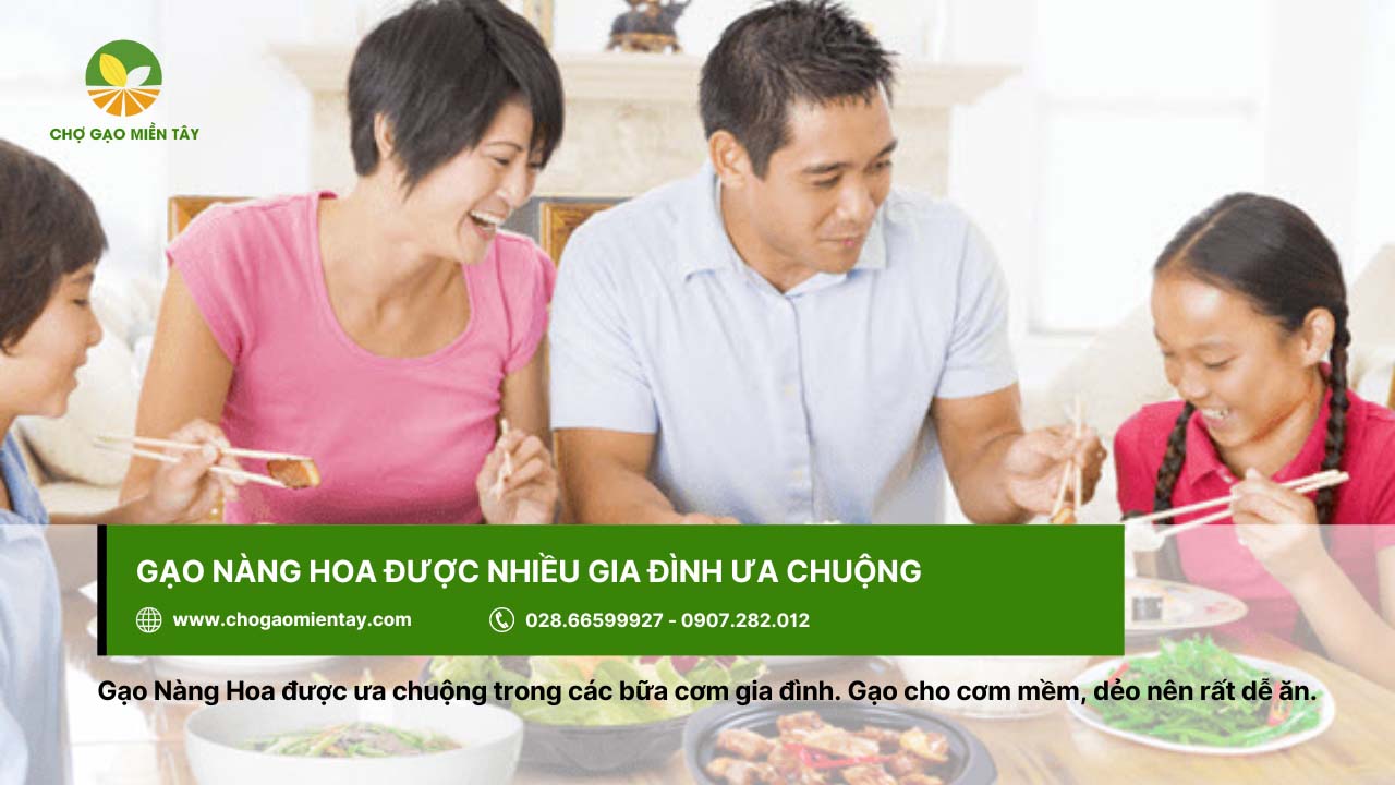 Gạo Nàng Hoa Giá Sỉ 15 Các gia đình cũng yêu thích gạo Nàng Hoa cho bữa cơm hàng ngày