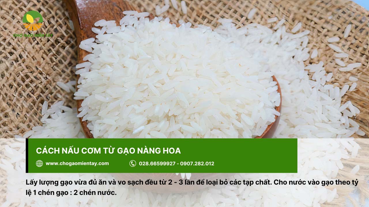 Gạo Nàng Hoa Giá Sỉ 16 Nên vo gạo Nàng Hoa thật sạch trước khi nấu