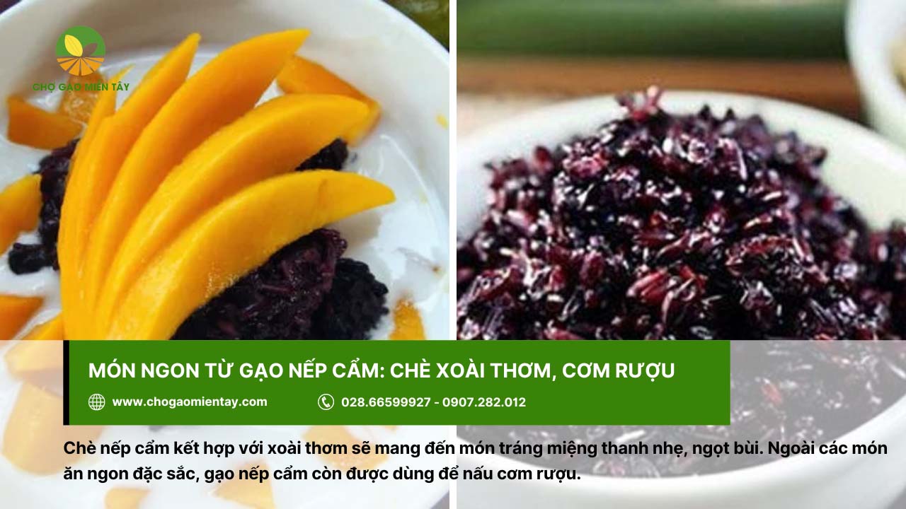 Gạo Nếp Cẩm 11 Món chè nếp cẩm xoài thơm và cơm rượu nếp cẩm