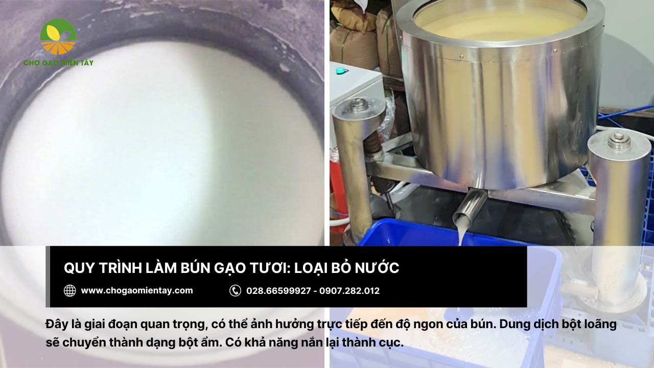 Quy trình làm bún tươi từ gạo chuẩn nhất 6 Công đoạn loại bỏ nước trong sản xuất bún tươi