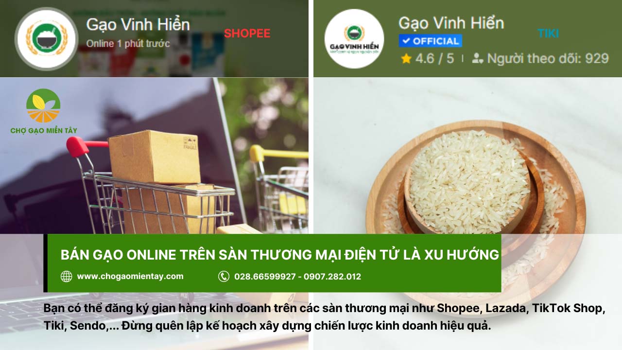 Chiến lược kinh doanh gạo online hiệu quả, lợi nhuận cao 17 Bán gạo online trên các sàn thương mại điện tử