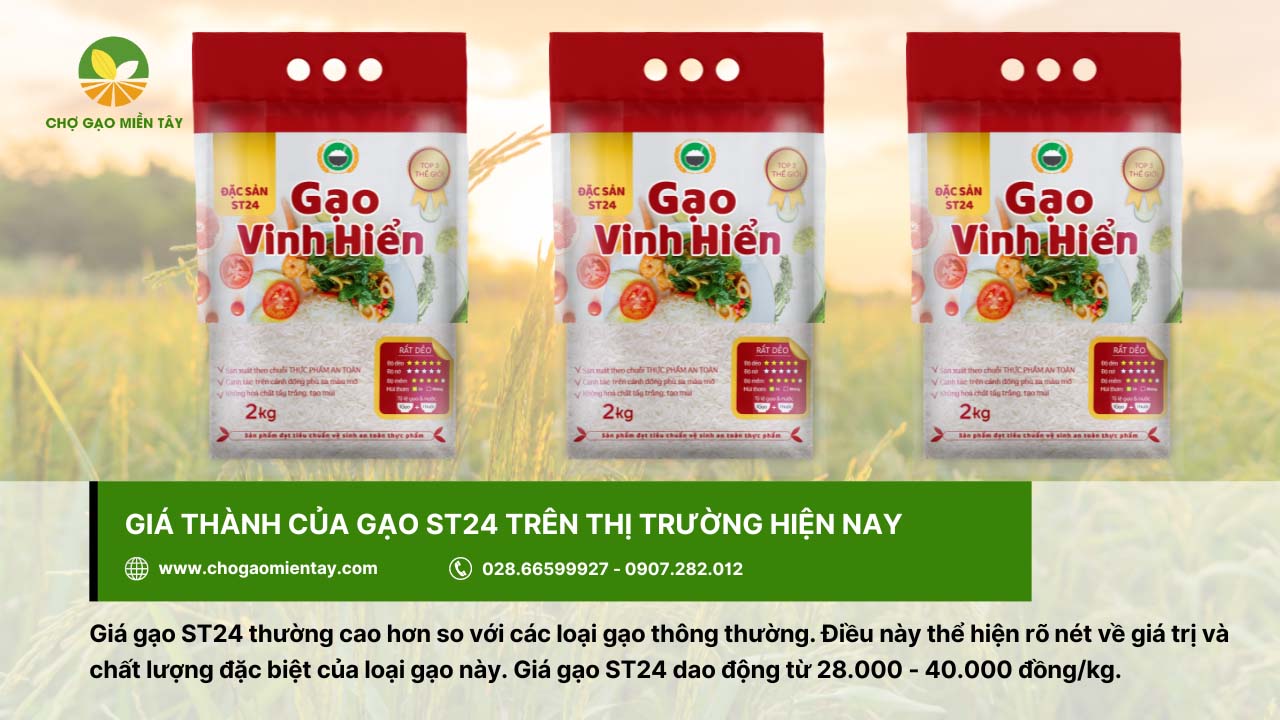 Giá Gạo ST24 Hiện Nay? Mua gạo ST24 ở đâu tại TPHCM 3 Giá gạo ST24 dao động khoảng 28.000 - 40.000 đồng/kg