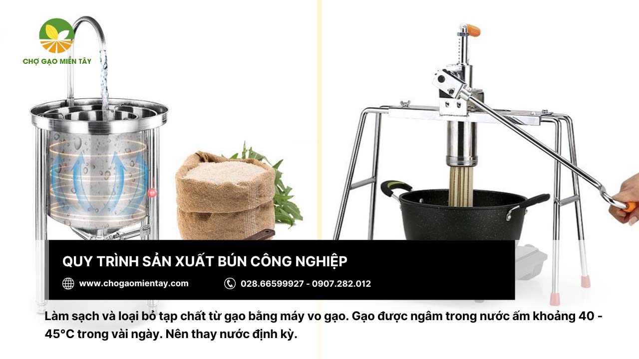 Nguồn sản xuất bún xuất khẩu uy tín Chợ Gạo Miền Tây 7 Sản xuất bún công nghiệp sẽ tiết kiệm thời gian hơn