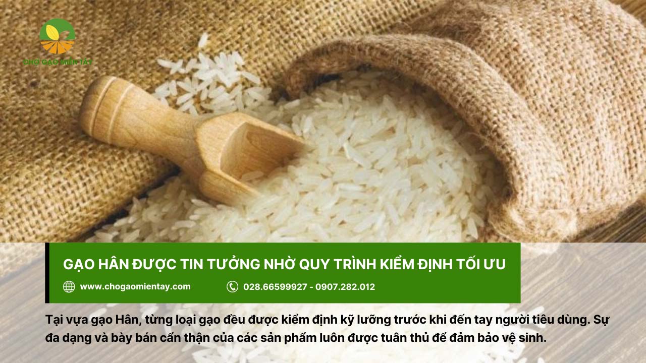 Danh sách top 10 vựa gạo Tiền Giang chất lượng và uy tín hiện nay 9 Vựa gạo Hân với quy trình kiểm định gạo chặt chẽ