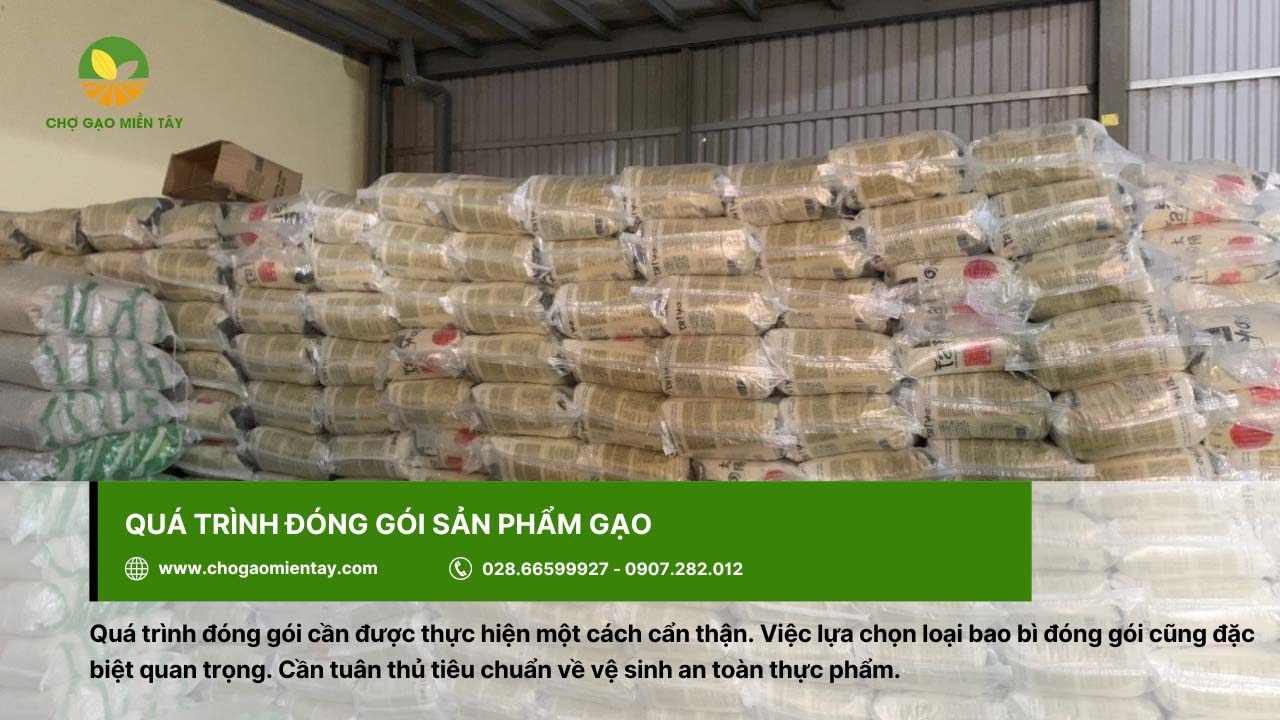 Quy trình sản xuất gạo sạch chất lượng và an toàn 10 Đóng gói bao bì gạo cẩn thận